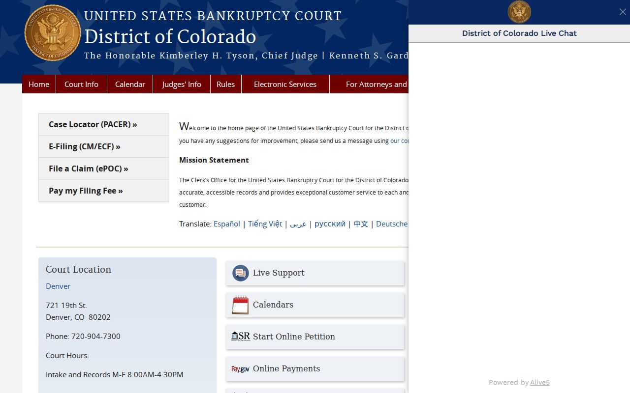 La Plata County court dockets U.S. Bankruptcy Court for the District of Colorado