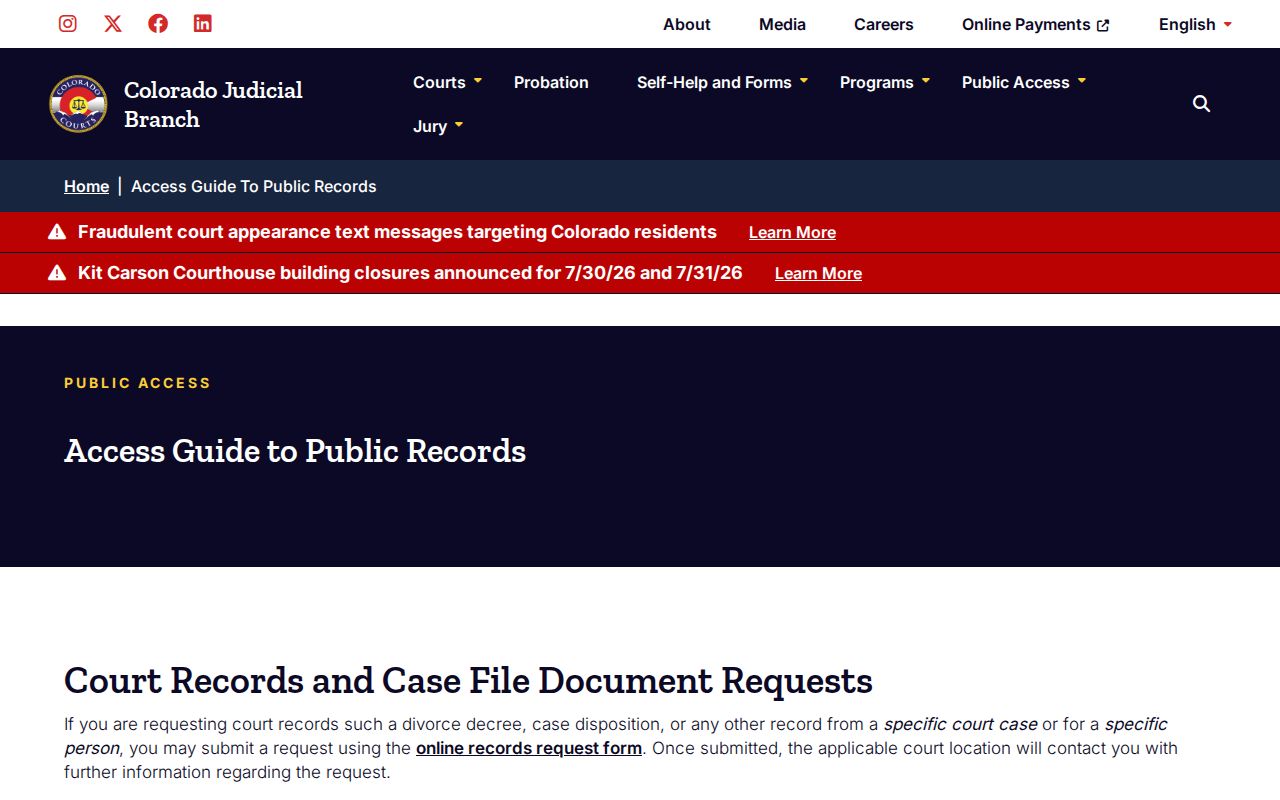 La Plata County court records Judicial Branch public access guide