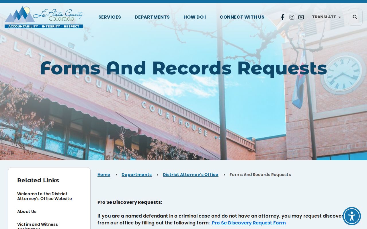 La Plata County criminal court records DA records request