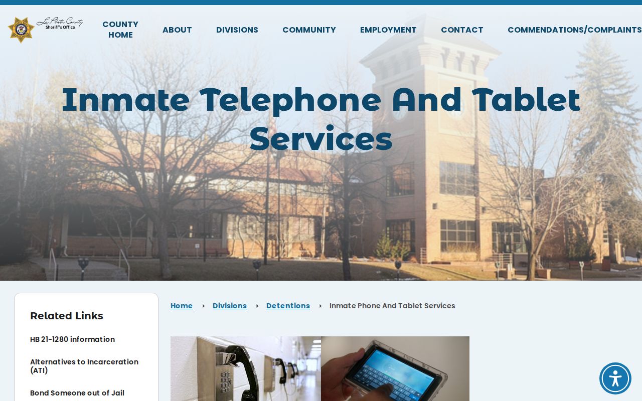 La Plata County district court inmate phone and tablet custody records