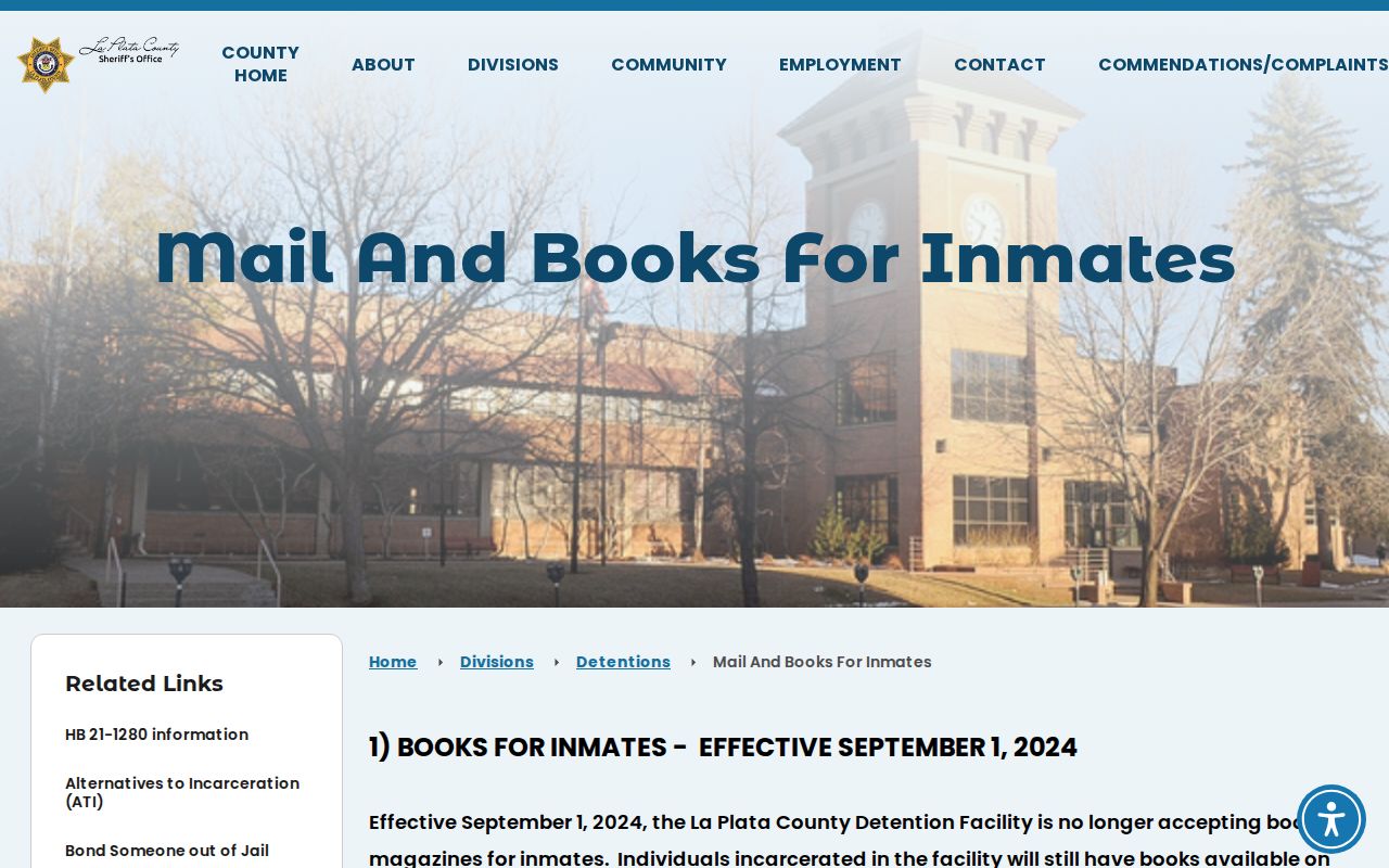 La Plata County district court jail mail rules custody record context