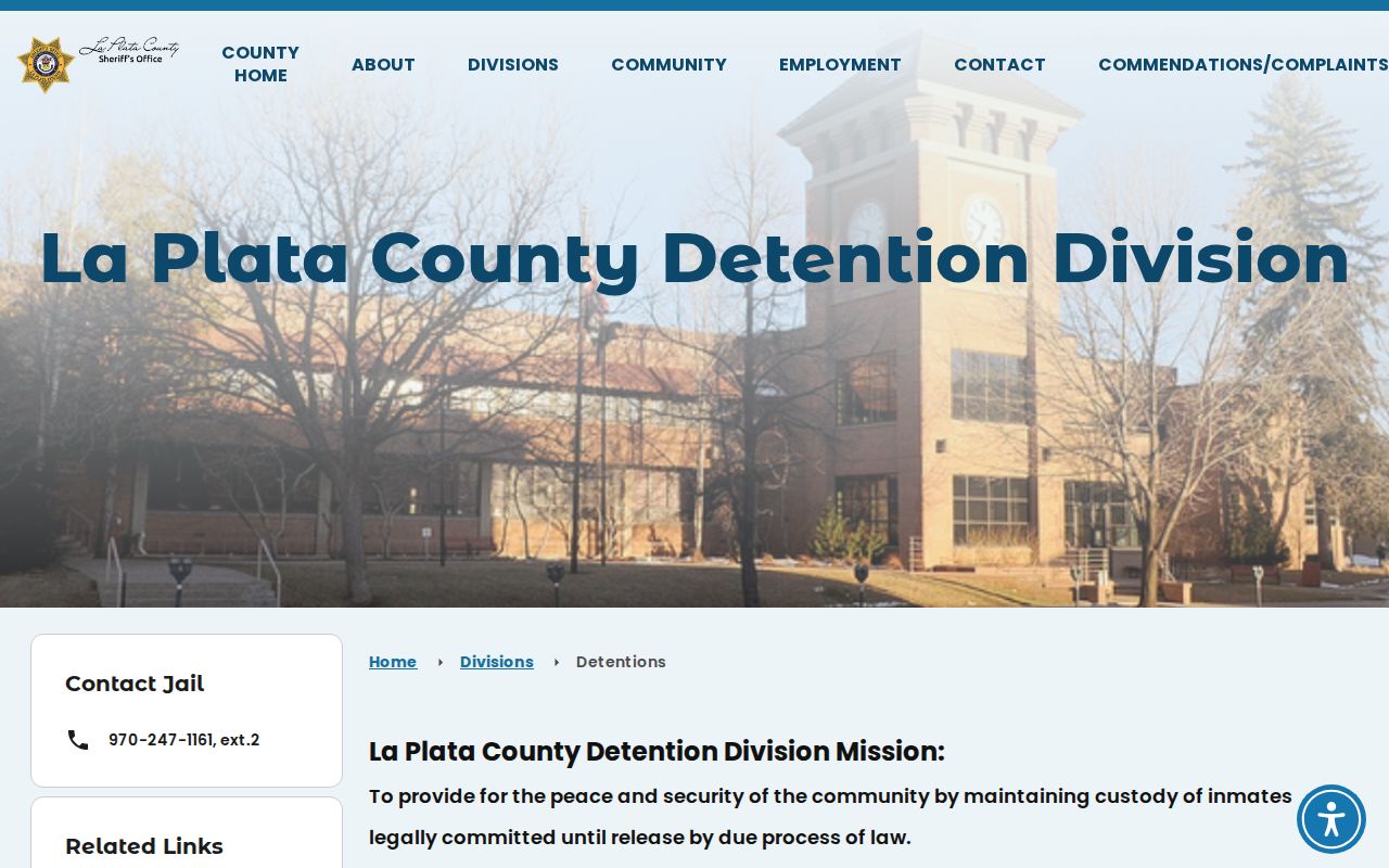 La Plata County inmate records Detentions Division overview