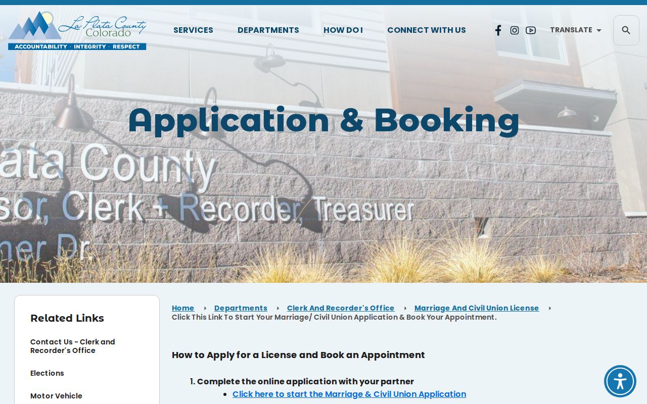 La Plata County marriage records online application workflow