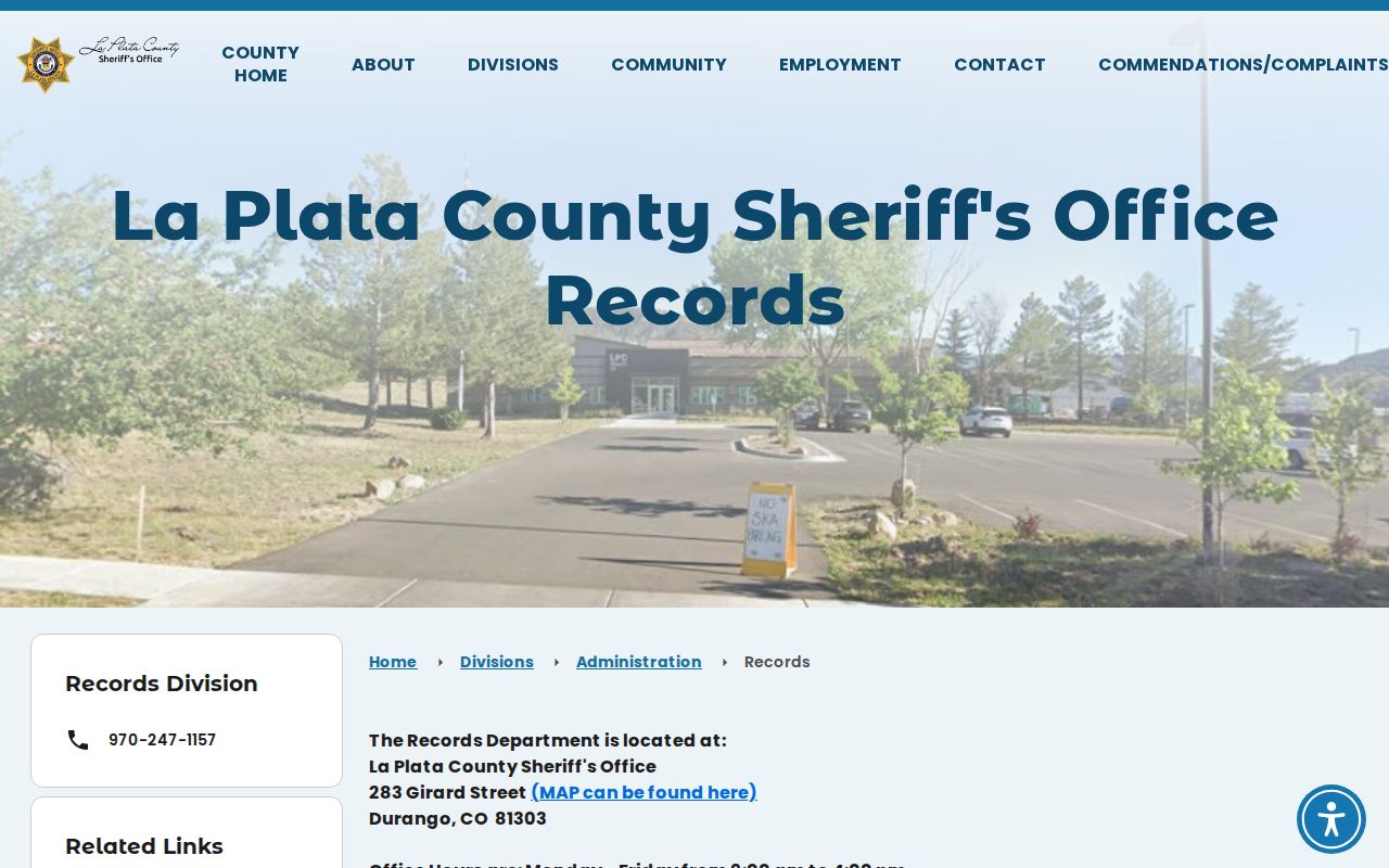 La Plata County warrant records sheriff records request page